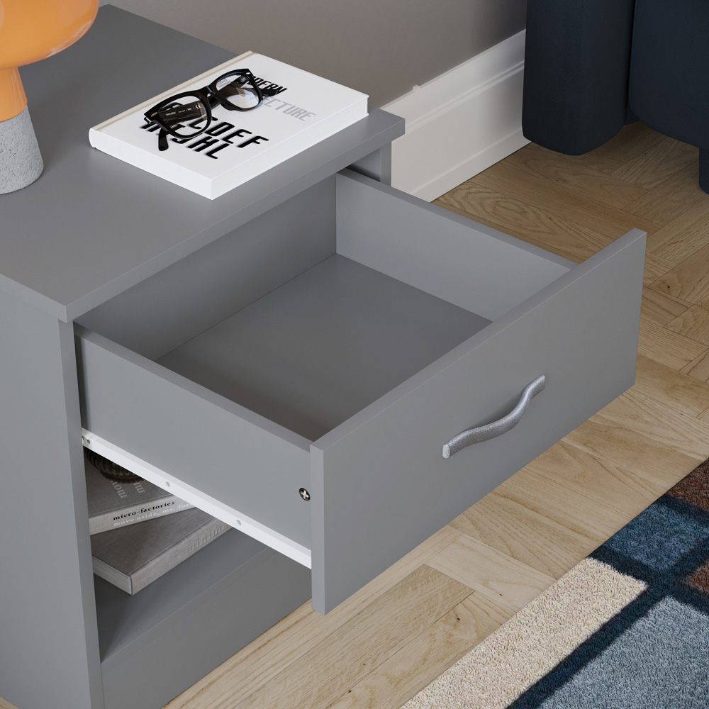 Vida Designs Riano Single Drawer Grey Bedside Table Image 4