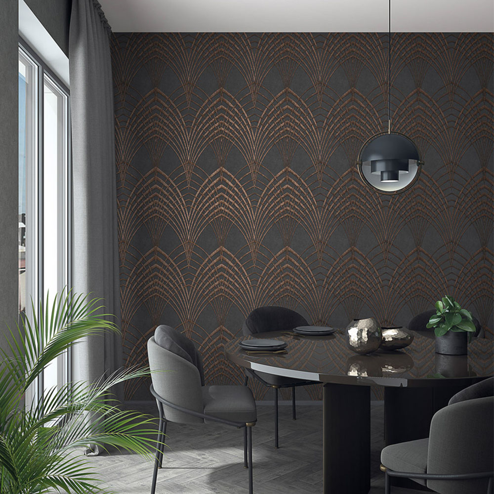 Galerie Avalon Pointed Arches Bronze Wallpaper Image 2