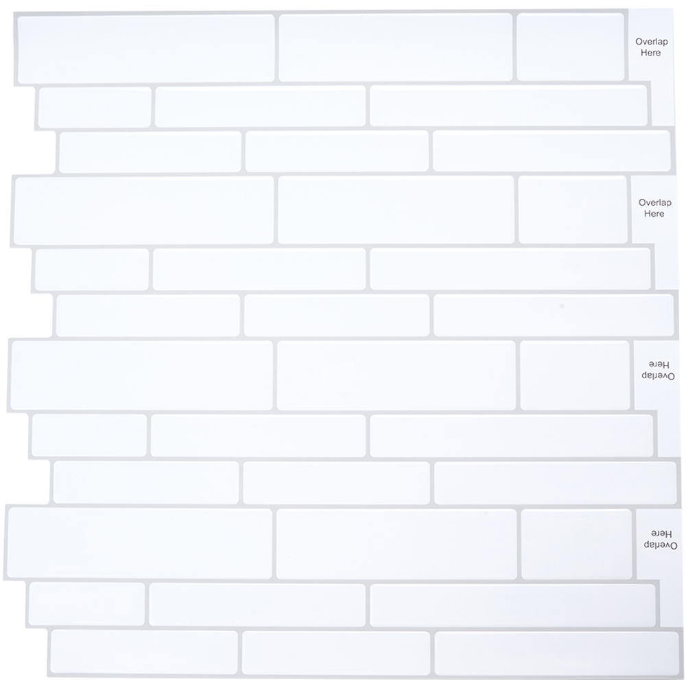 Living and Home Brick Effect White Self Adhesive Wall Tile Sticker 10 Pack Image 7