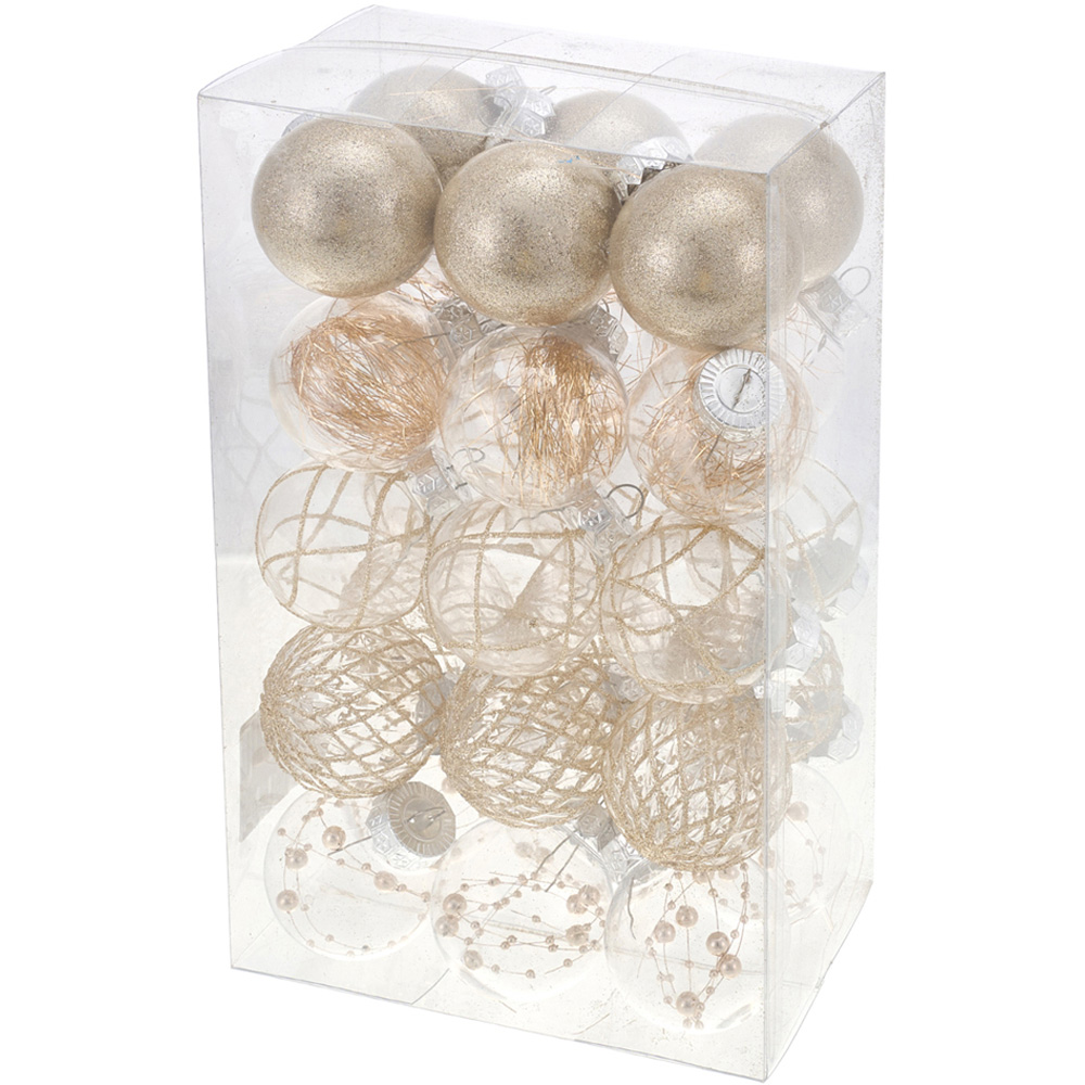 Living and Home Champagne Bauble 30 Pack Image 1
