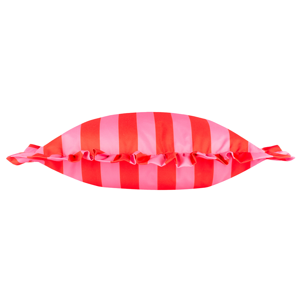 Furn Palm Royale Red Stripe Ruffle Printed Cushion 50 x 50cm Image 2