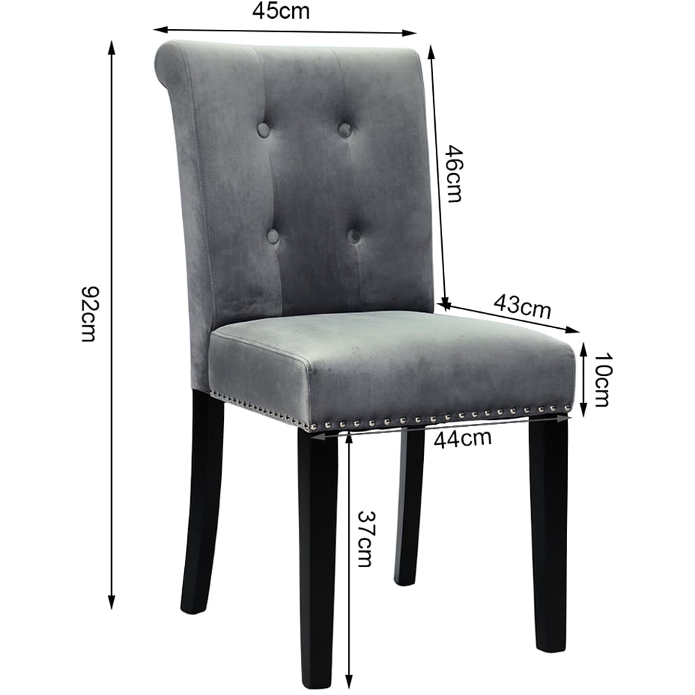 Living and Home Light Grey Tufted Velvet Dining Chair Image 9