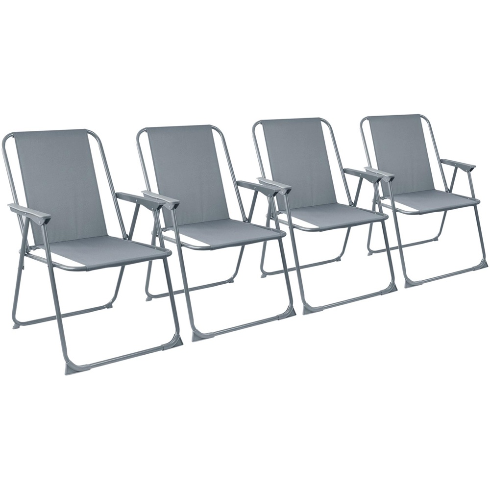 Harbour Housewares Grey Metal Foldable Beach Chair 4 Pack Image 2