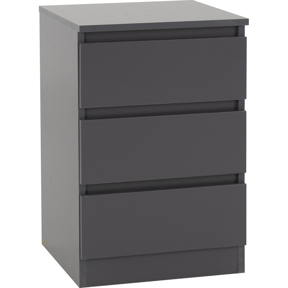 Seconique Malvern 3 Drawer Grey Bedside Table Set of 2 Image 3