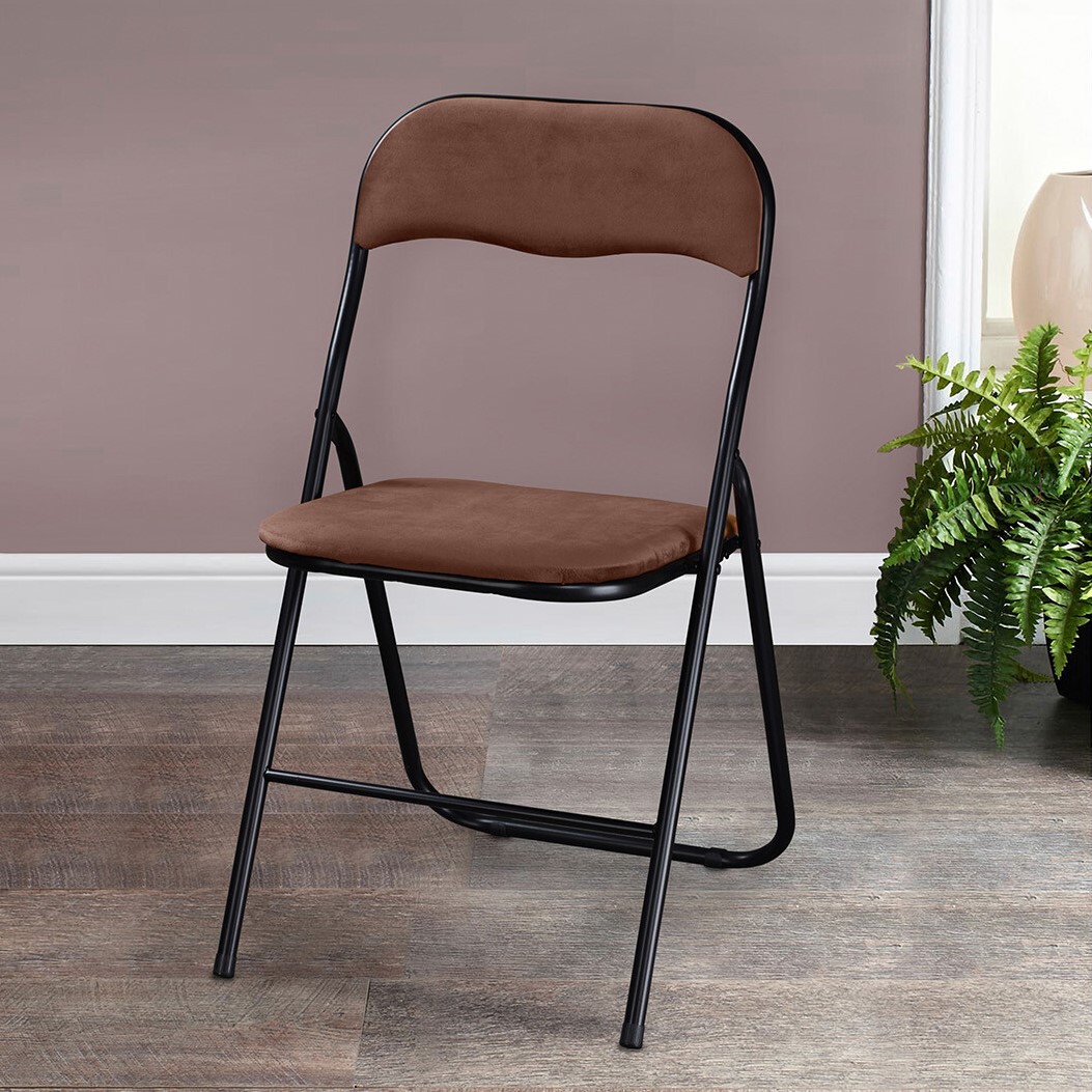 Velvet Folding Chair - Brown Image