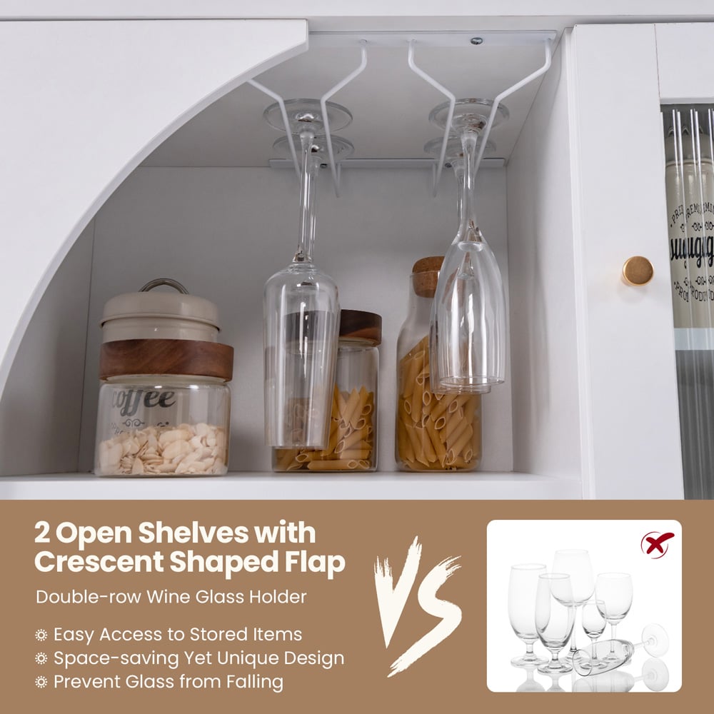 Costway 2 Door 2 Shelf White Kitchen Sideboard Image 8