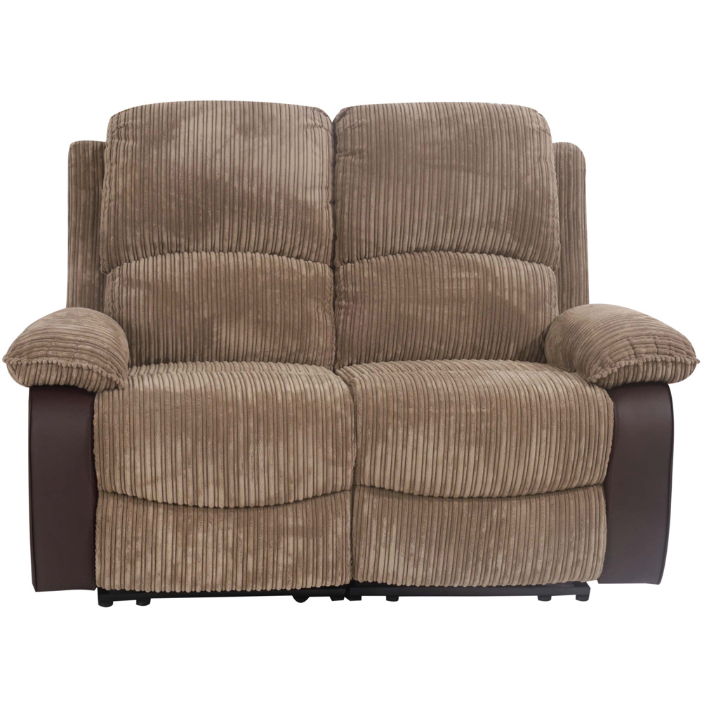 Comfy Living 2 Seater Brown Cord Fabric Electric Recliner Sofa Image 3
