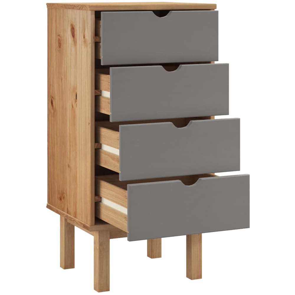 vidaXL 4 Drawer Grey Solid Pine Wood Drawer Cabinet Image 4