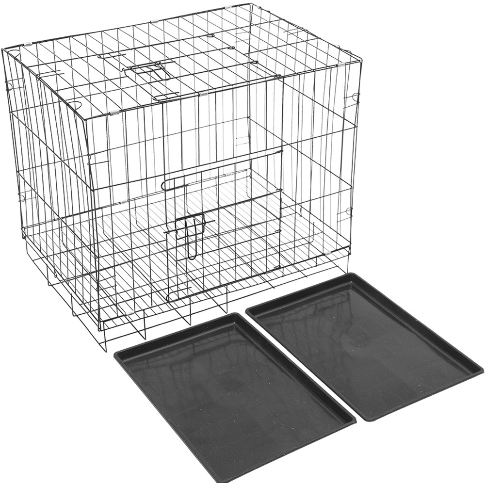 H&O Direct 2 Door Wire Dog Crate with Tray 85 x 60cm Image 4