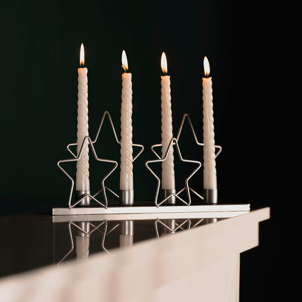 Marco Paul Silver Dinner Candle with Stars Image 6
