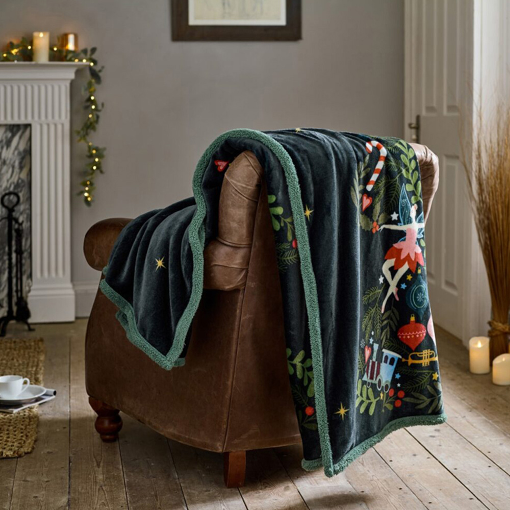 Deyongs Navy Traditional Tree Christmas Throw 130 x 170cm Image 2