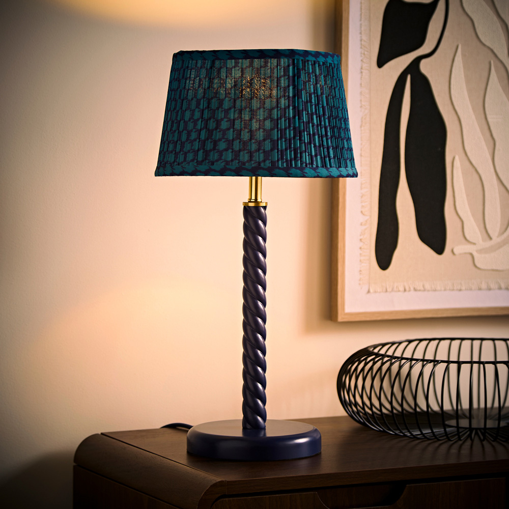 ValueLights Amara Teal Pleated Tapered Shade Navy Twist Table Lamp with Bulb Image 6