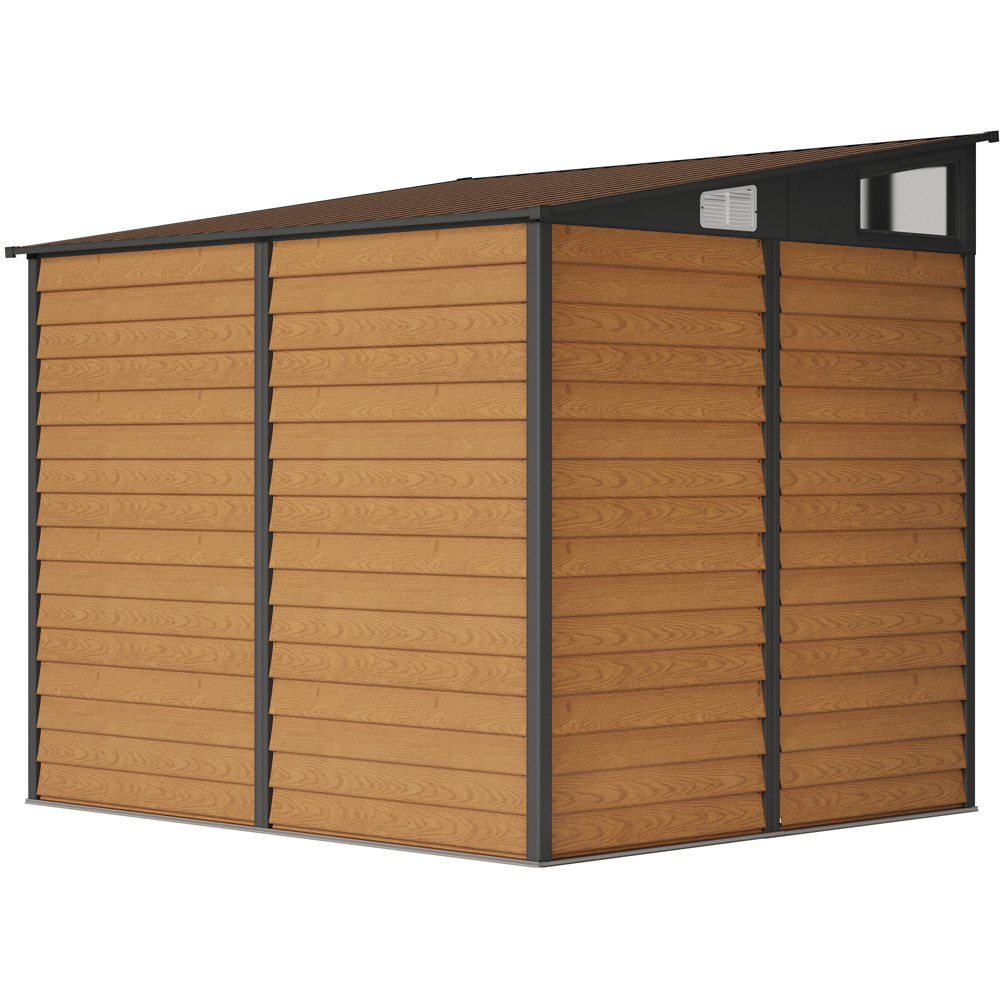 Living and Home 8 x 7ft Wood Grain Finish Metal Pent Garden Shed Image 4