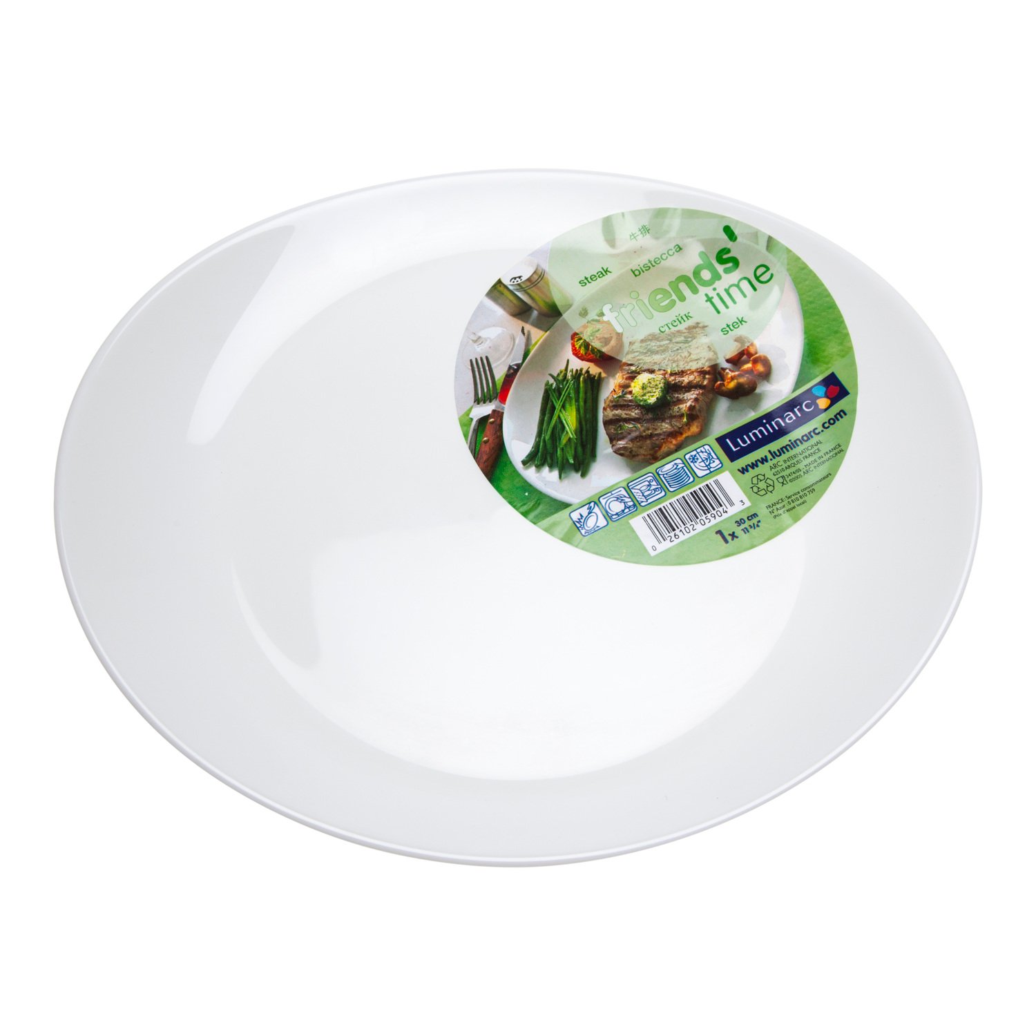 Luminarc Opal Glass Steak Plate - White Image 1
