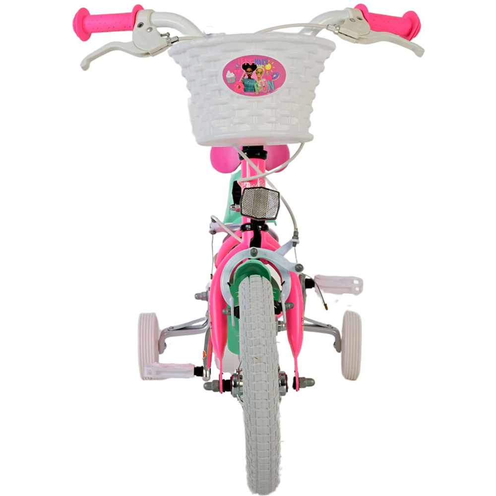 Volare Barbie Kids 12 inch Pink Bike with Stabilisers and Basket Image 3