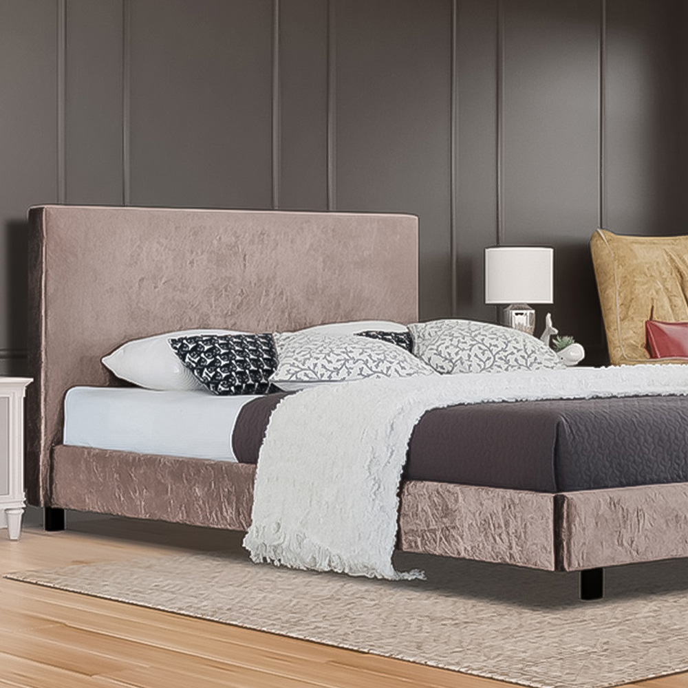Brooklyn King Size Truffle Crushed Velvet Bed Frame Image 2
