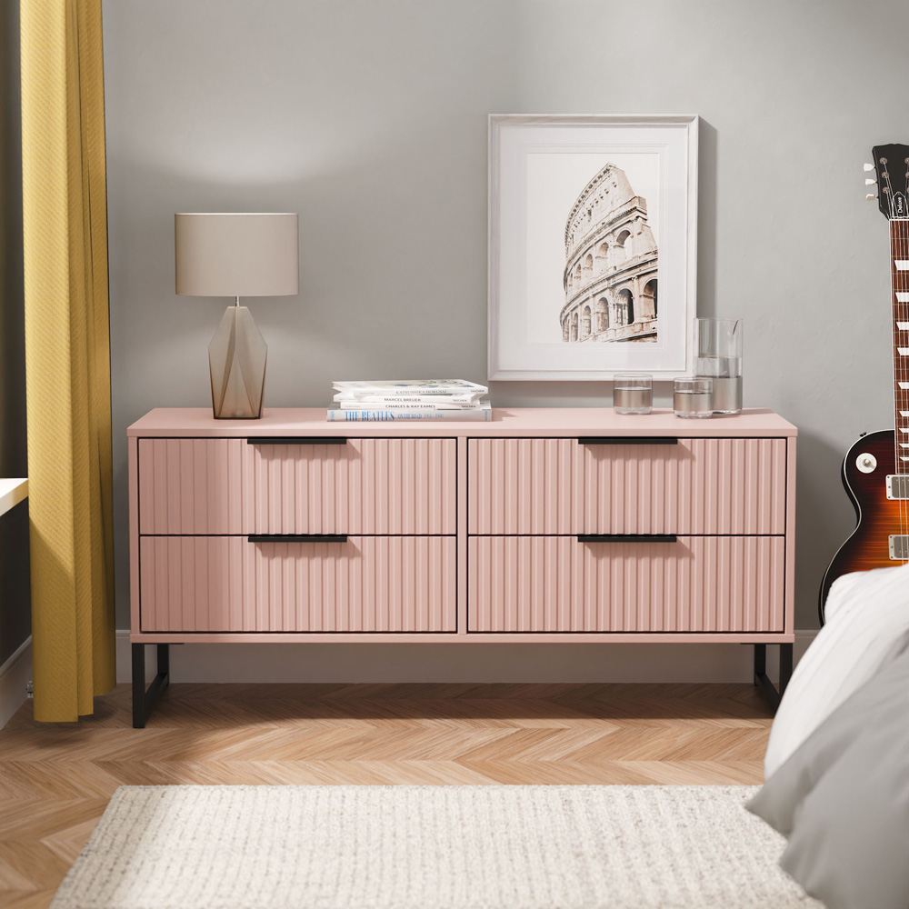 Crowndale Fluted 4 Drawer Kobe Pink Bed Box Ready Assembled Image 7