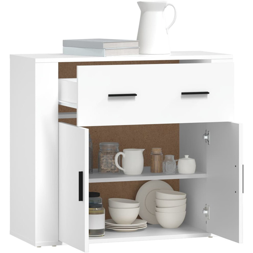 vidaXL 2 Door Single Drawer White Sideboard Image 7