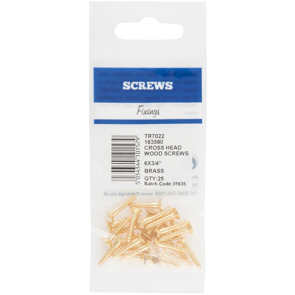 Hiatt 6 x 0.75 Inch Cross Head Wood Screw 25 Pack Image 1