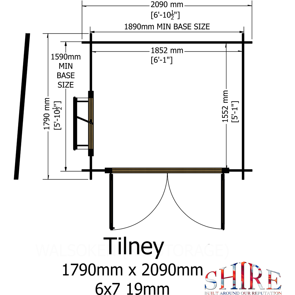 Shire Tilney 6 x 7ft Pent Garden Log Cabin Image 7