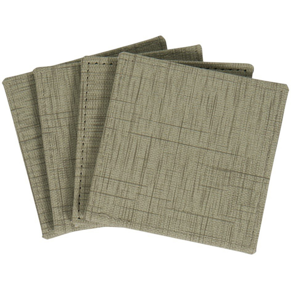 Set of 4 Square Faux Leather Coasters Olive Image 2