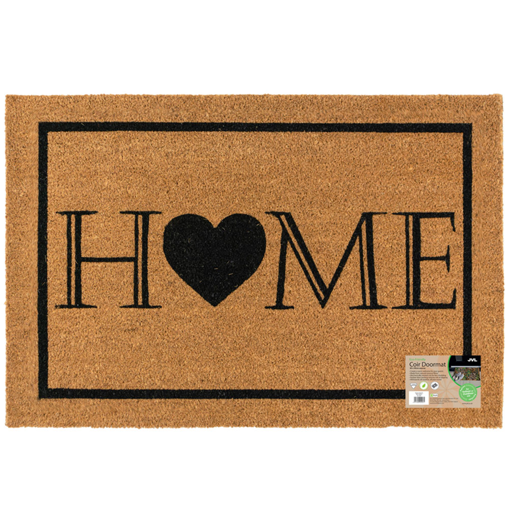 JVL Heart Home Welcome Coir Latex Backed Door Mat 60 x 90cm Image 3