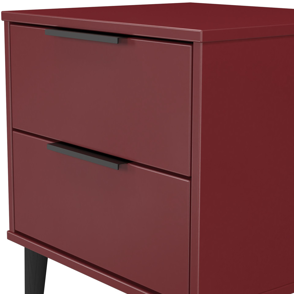 Crowndale Hong Kong 2 Drawer Matt Red and Black Compact Bedside Cabinet Ready Assembled Image 5