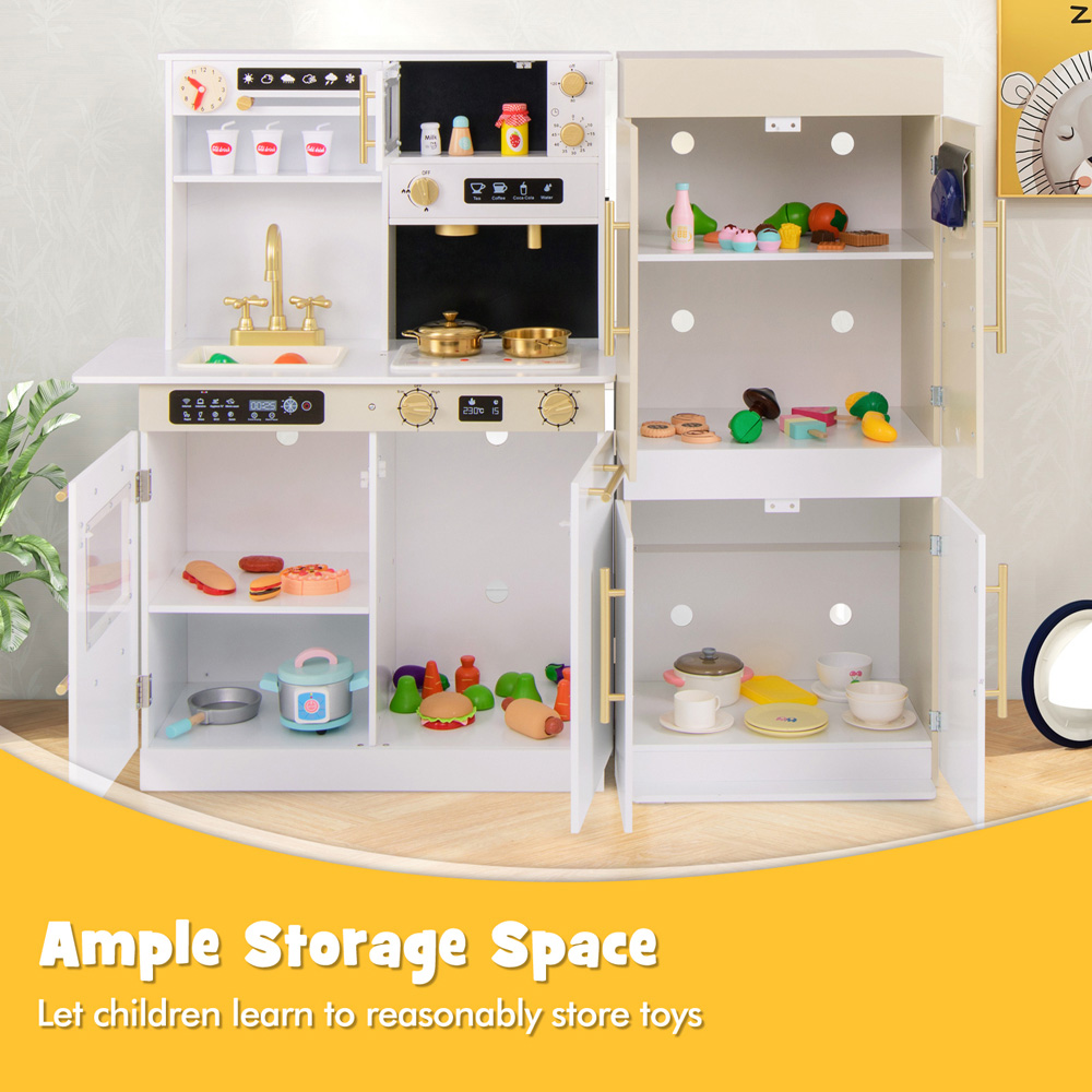 Costway Kids White 2 Piece Kitchen Play Set with Refrigerator Image 7