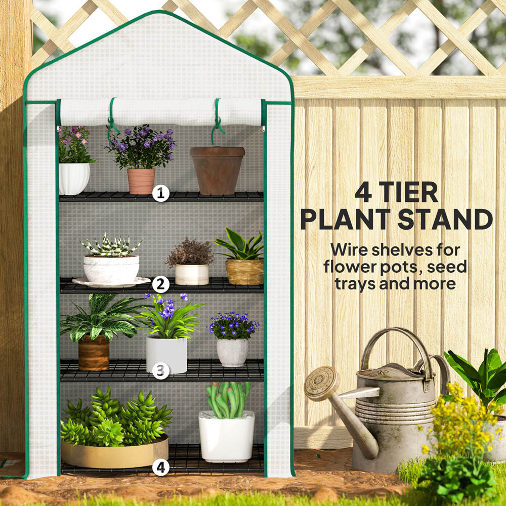 Outsunny 4 Shelf White 5.2 x 2.9ft Portable Mini Greenhouse Image 5