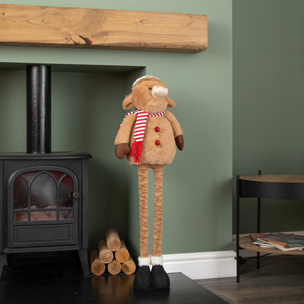 Samuel Alexander Plush Standing Highland Boy Cow with Extendable Legs Christmas Decoration 84cm Image 2