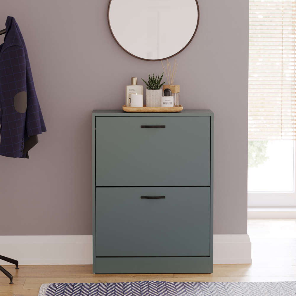 VIDA DESIGNS 2 Drawer Green Shoe Cabinet Image 3