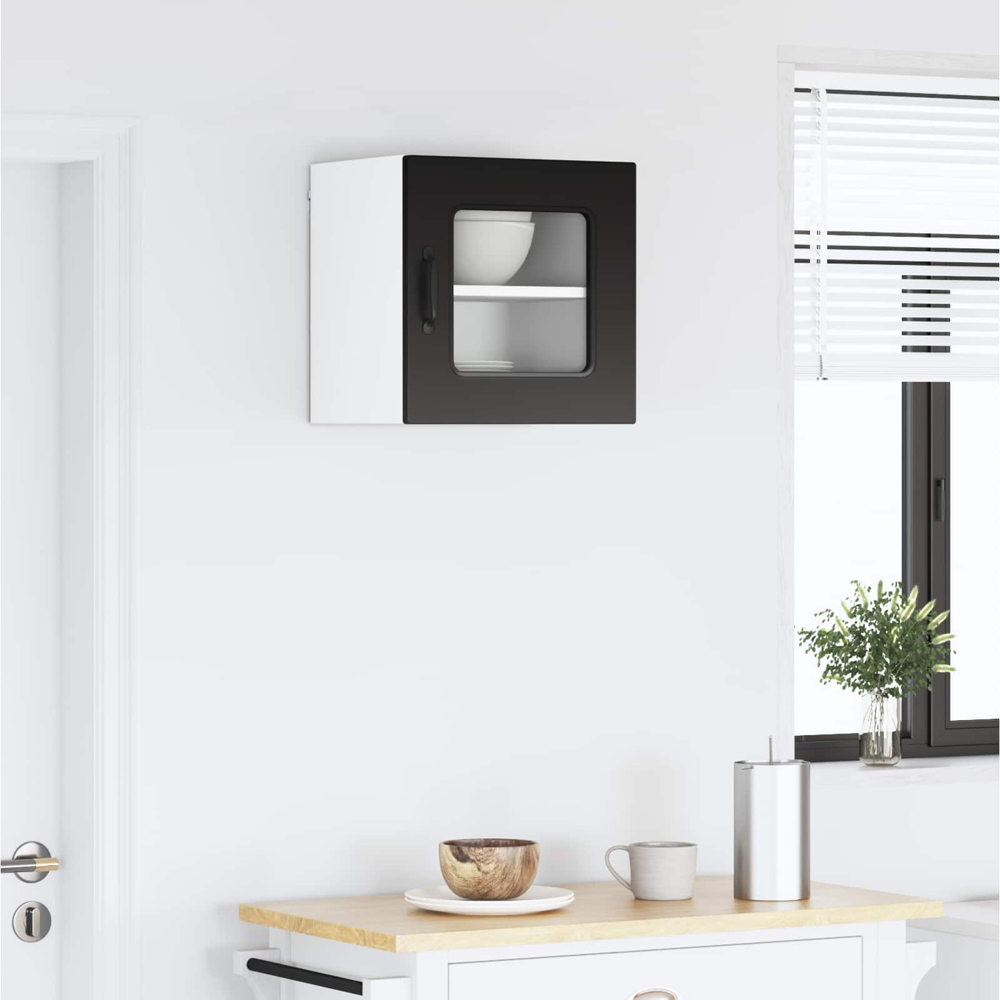 vidaXL Kalmar Single Glass Door Black Wall Mounted Kitchen Cabinet Image 9