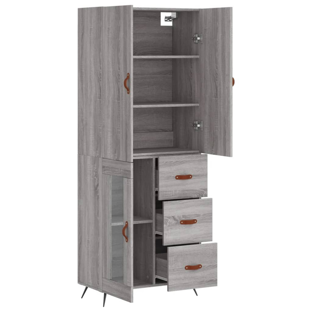 vidaXL 3 Door 3 Drawer Grey Sonoma Highboard Image 3