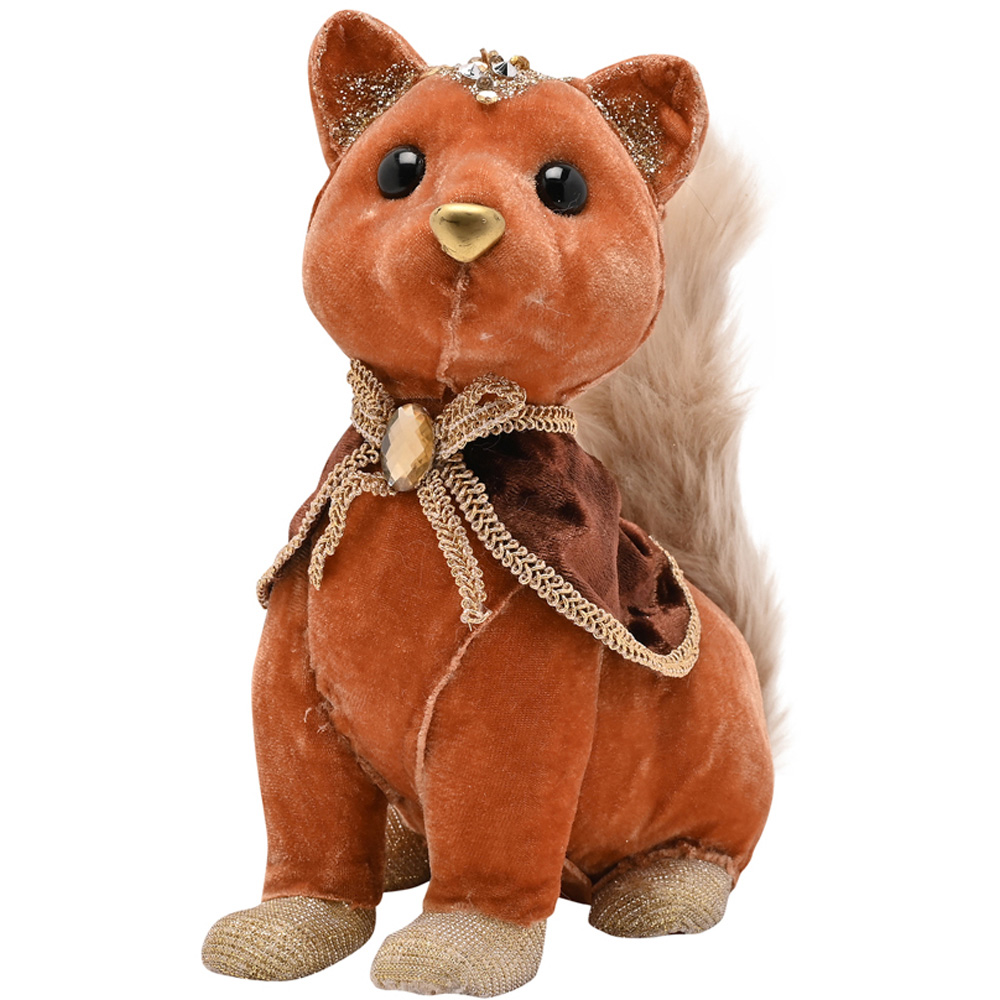 The Seasonal Gift Co Burnt Orange Fox Christmas Decoration 19cm Image 1
