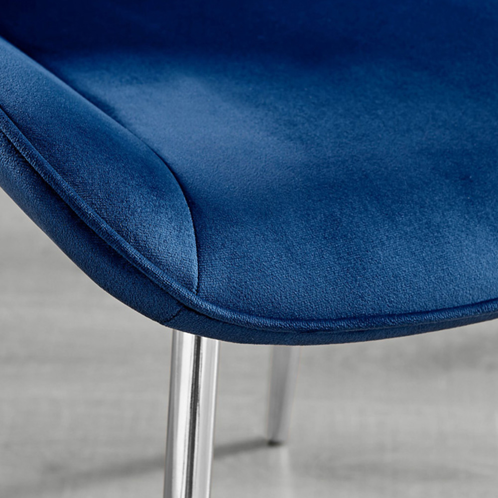 Furniturebox Arona Cesano 6 Seater Round Dining Set Navy and Chrome Image 8