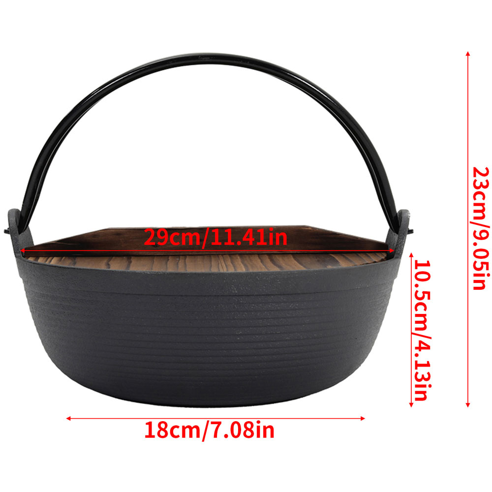 Living and Home Cast Iron Nabe Pot with Wooden Lid 4L Image 5