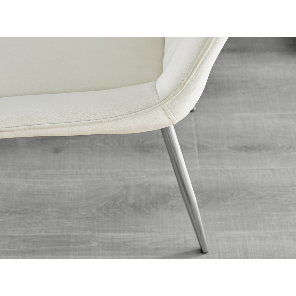 Furniturebox Cesano Set of 2 Cream and Chrome Velvet Dining Chair Image 9