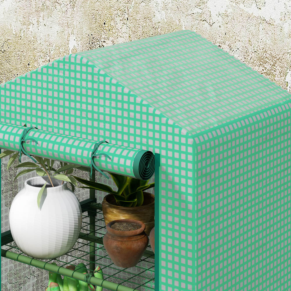 Outsunny 3 Shelf Green Mini Greenhouse with Roll Up Door Image 3
