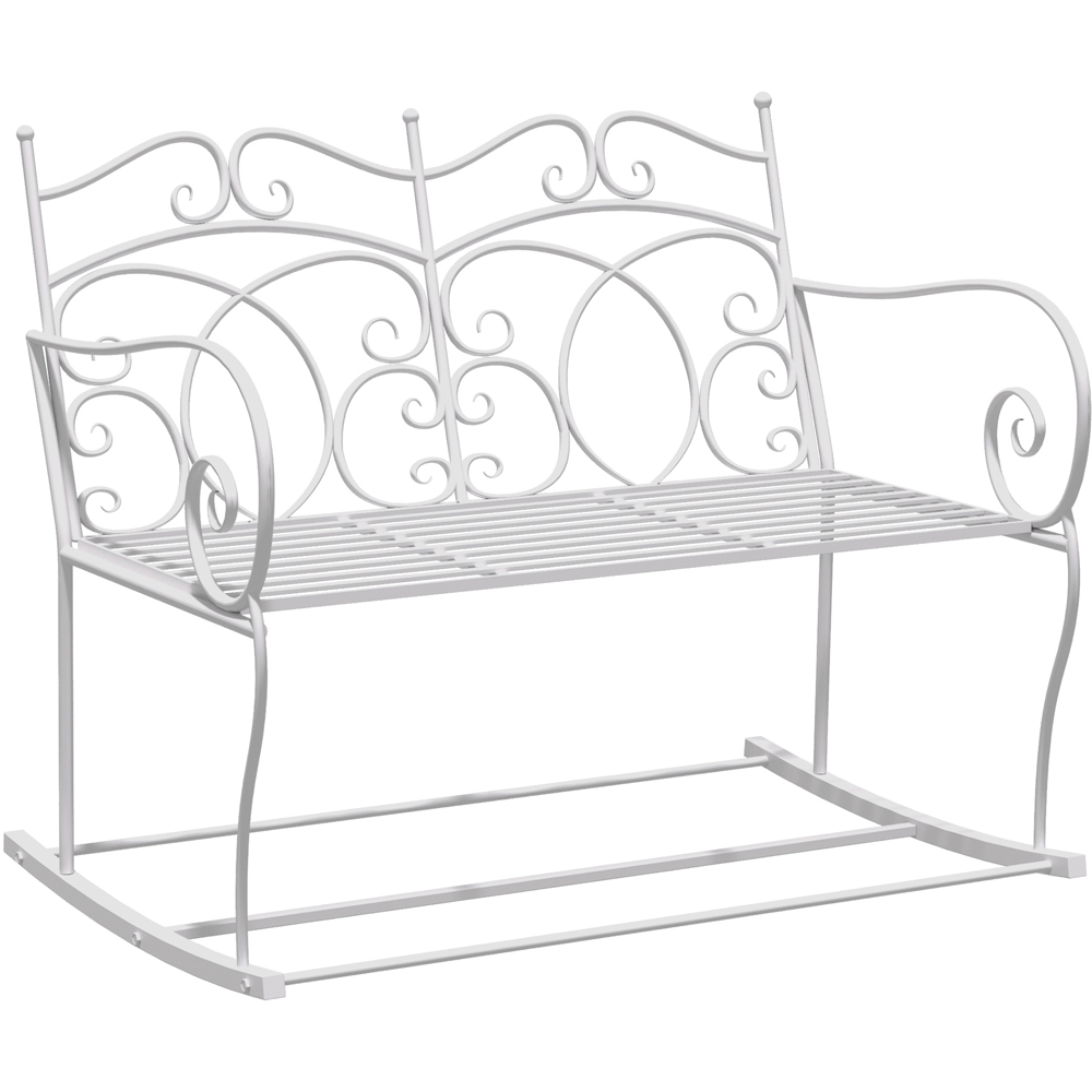 Outsunny 2 Seater White Rocking Bench Image 2