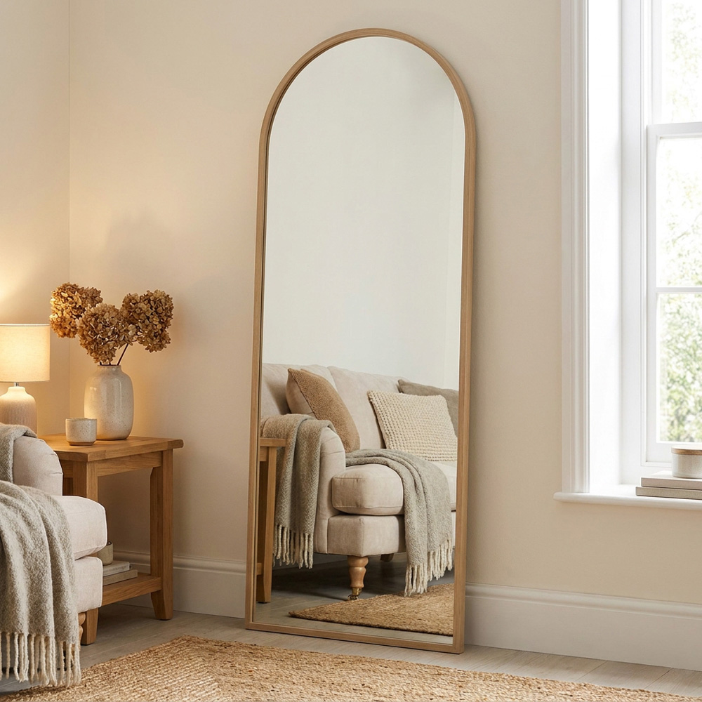 Oak Effect Arch Dress Mirror Image 7