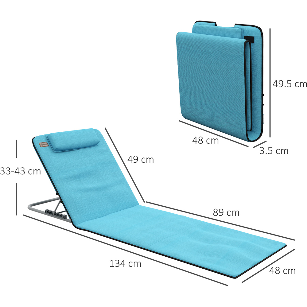 Outsunny Set of 2 Light Blue Metal Frame PE Fabric Sun Lounger with Pillow  Image 8