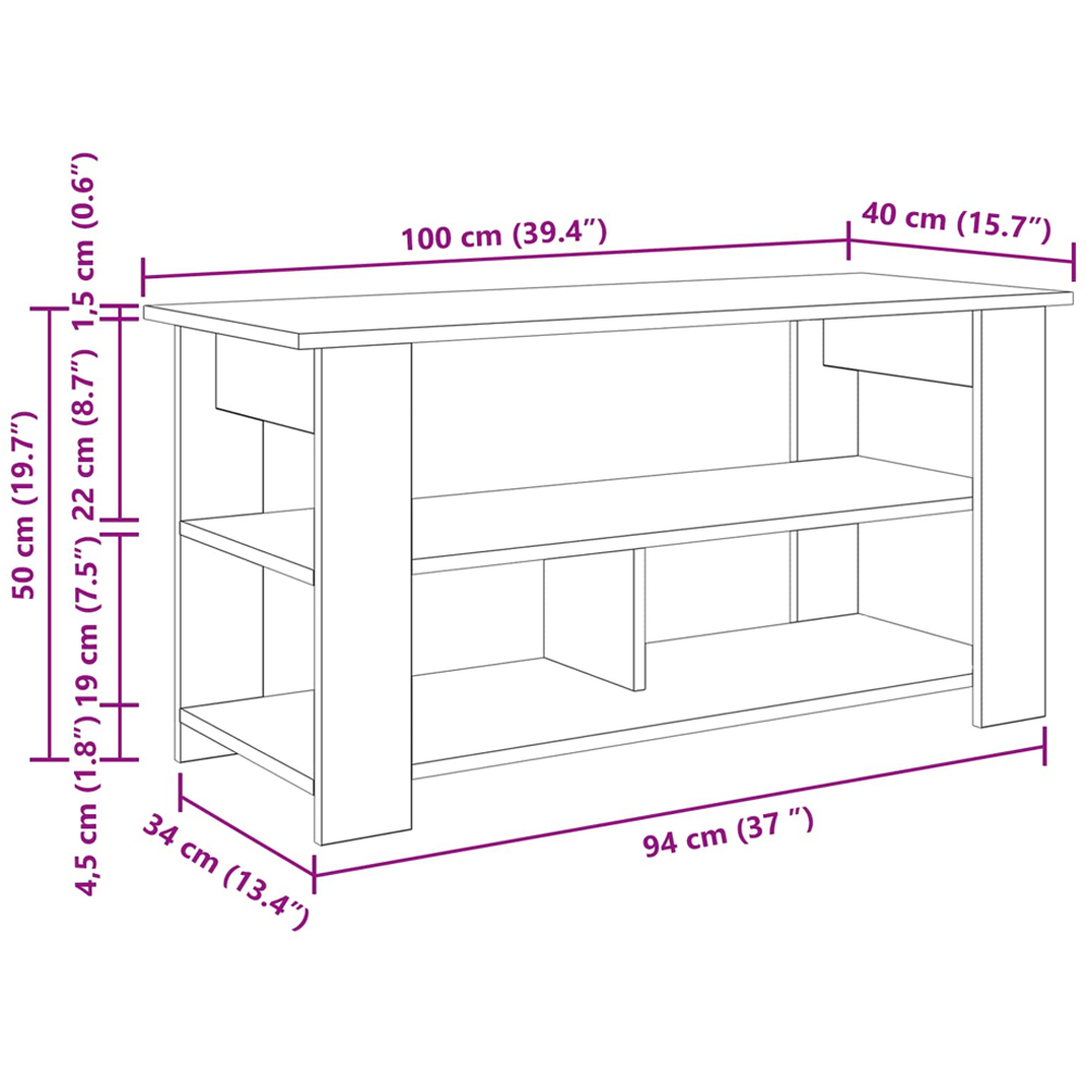 vidaXL 2 Shelf Old Wood Wide TV Stand Image 9