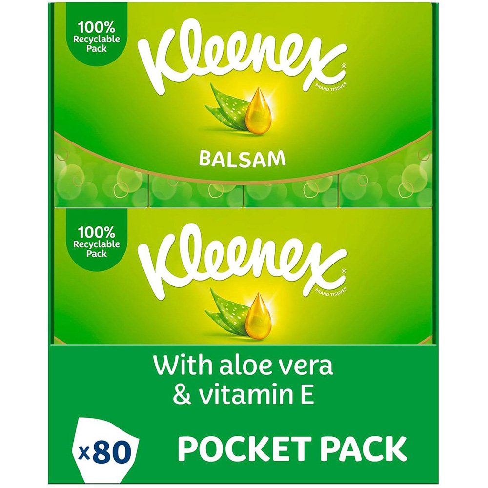 Kleenex Balsam Aloe Vera and Vitamin E Pocket Tissue 80 Pack Image 3