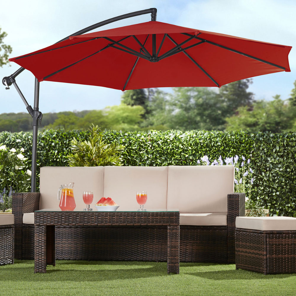 Garden Gear Red Cantilever Parasol with Cover 2.7m Image 2