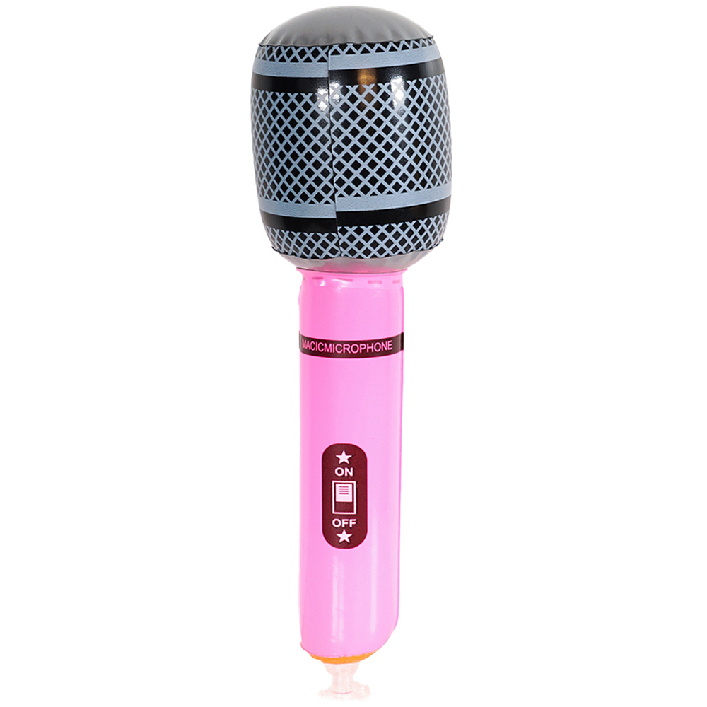 Cheetah Pink Party Inflatable Microphone 20cm Image 1