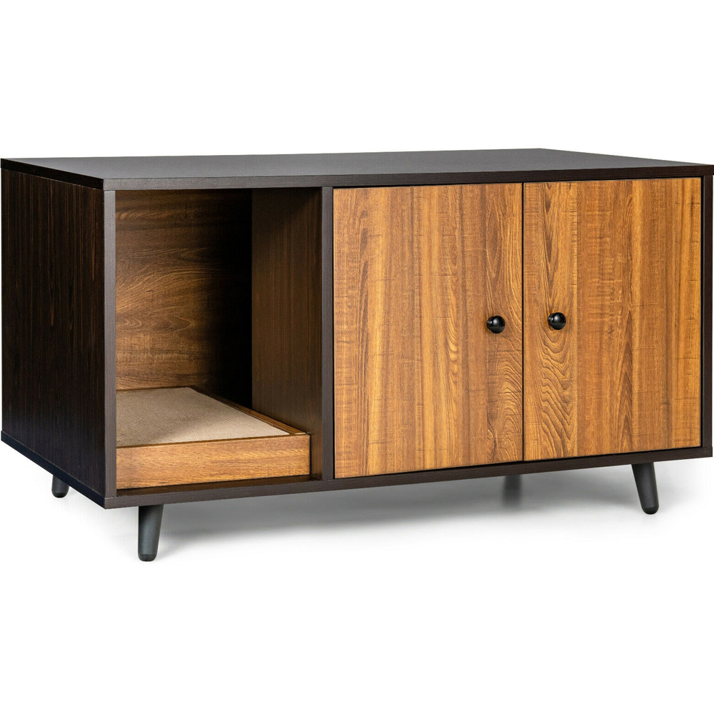 Costway 2 Door Storage Cabinet with Cat Little Box Enclosure Image 4