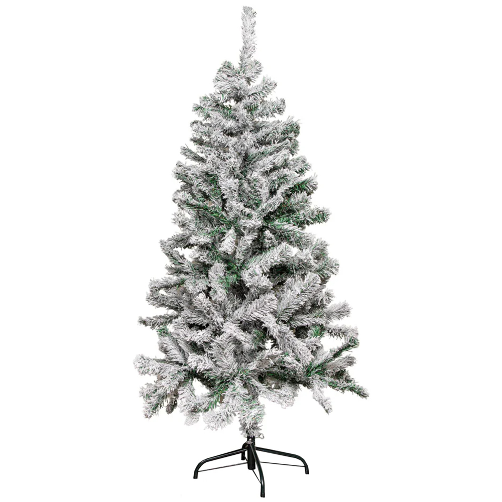 Samuel Alexander Snow Flocked Artificial Christmas Tree with Green Metal Stand 5ft Image 1