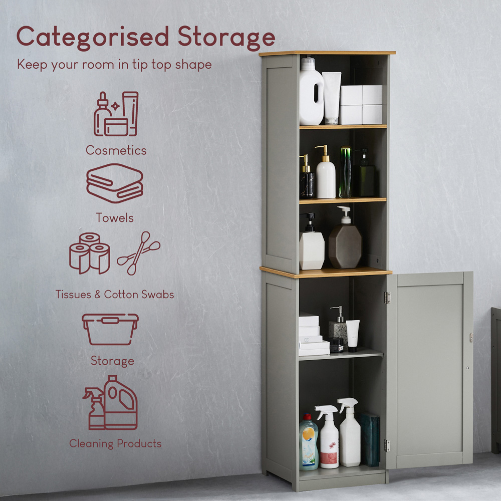 BATH VIDA Priano Single Door 3 Shelf Tall Floor Cabinet Image 5