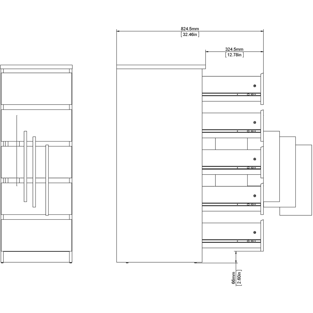 Florence 5 Drawer Matt Black Narrow Chest of Drawers Image 8