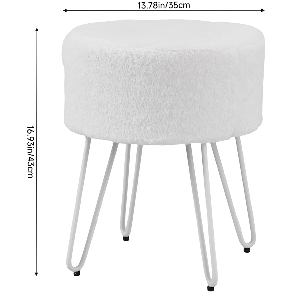 Living and Home White Fuzzy Vanity Footstool Image 9